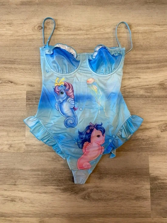 RARE Dolls Kill x My Little Pony mermaid Aquatic Soul One Piece Swimsuit- NWOT - Picture 5 of 16